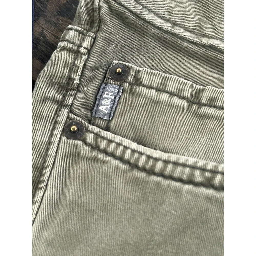 Abercrombie & Fitch Slim Straight Button Fly Jeans Mens 28 x 30 Green Y2K Retro